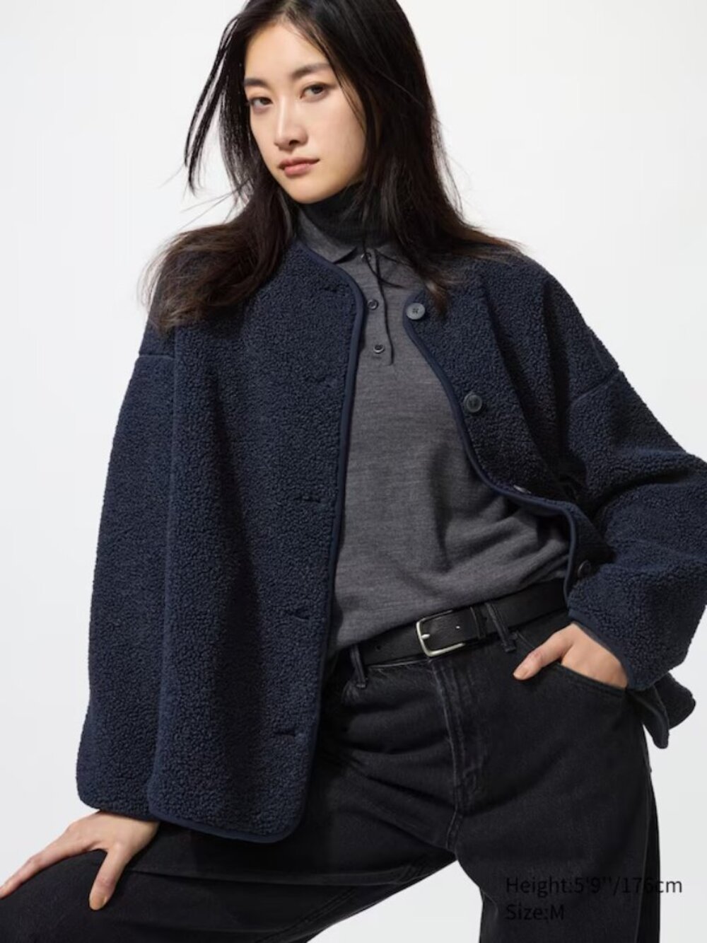 Pile Lined Fleece Relaxed Cardigan